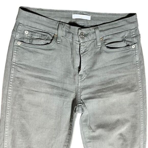 7 For All Mankind Olive Green Cropped Jeans Size 26 - Picture 2 of 4